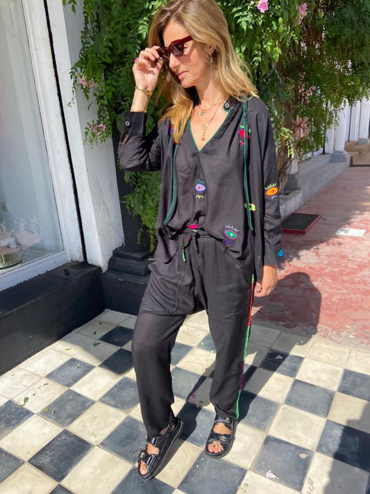 Pantalon Ali brodé - Noir