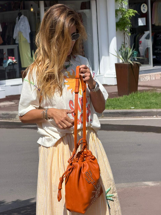 Happy Bag Cuir Orange