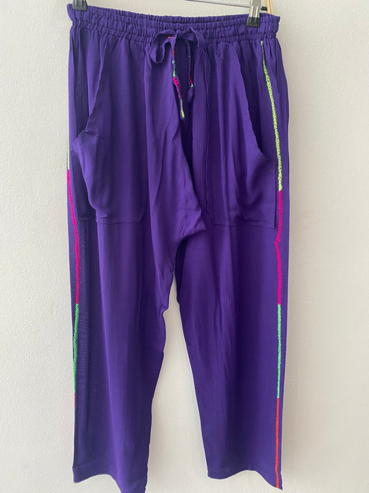 Purple Ali Embroidered Pants 