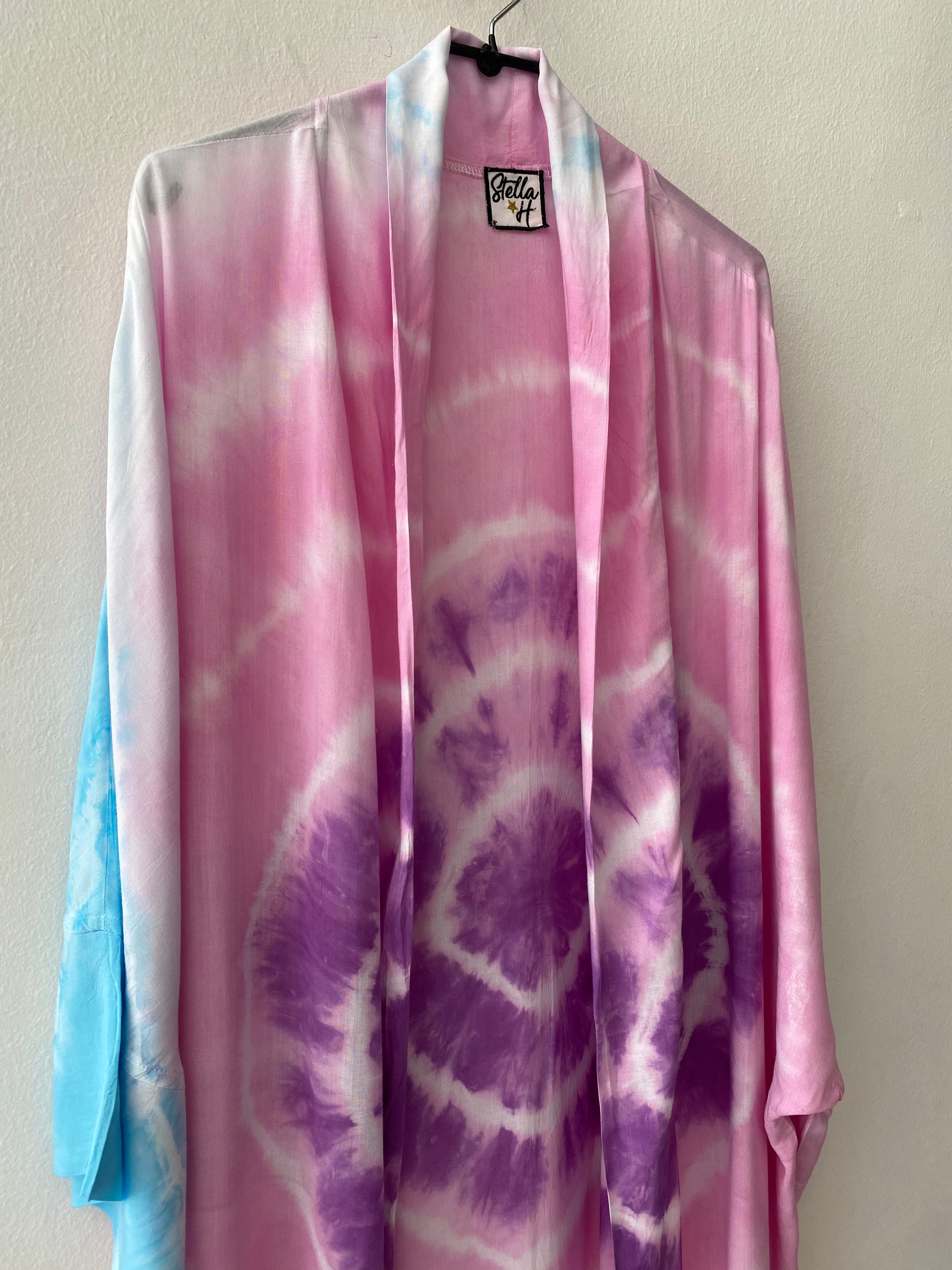 Kimono JANIS Tie&Dye - Bleu/Rose/Violet