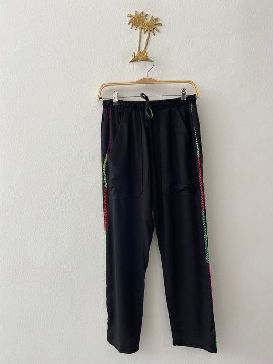 Ali black embroidered pants 