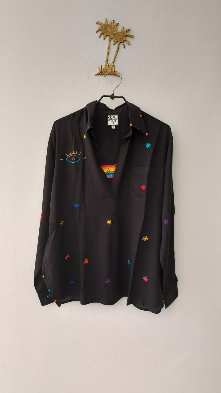 Chemise Courte Rainbow noir